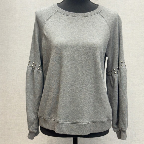 Current Air Tops - Anthropologie Current Air L.A. Studded Balloon Sleeve Sweatshirt Gray Size Small